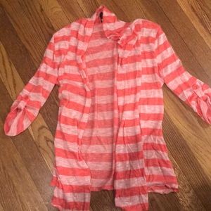 Pink striped light weight cardigan